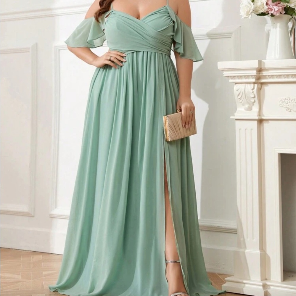 SHEIN Mint Green Maxi Dress with Ruffle Detail